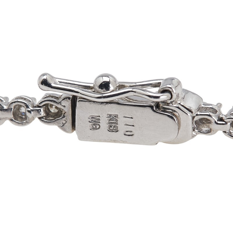 K18WG ホワイトゴールド ダイヤモンド1.10ct クロス 十字架 モチーフ テニスチェーン ブレスレット レディース 【中古】