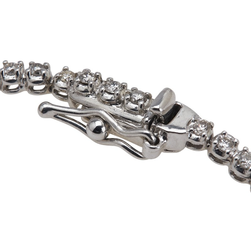 K18WG ホワイトゴールド ダイヤモンド1.10ct クロス 十字架 モチーフ テニスチェーン ブレスレット レディース 【中古】