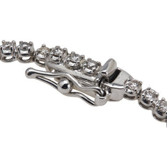 K18WG ホワイトゴールド ダイヤモンド1.10ct クロス 十字架 モチーフ テニスチェーン ブレスレット レディース 【中古】