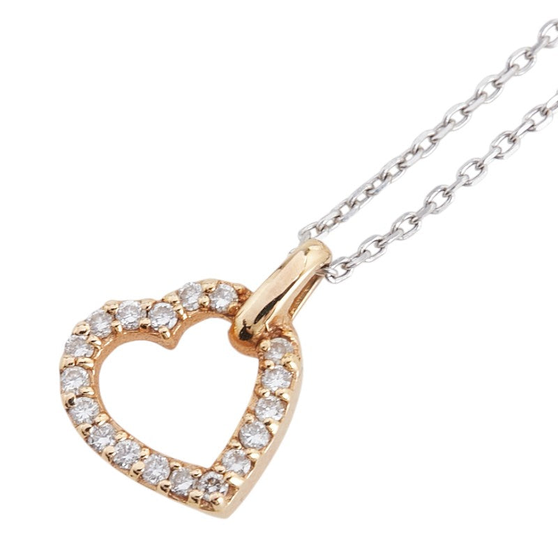 ヴァンドーム K18YG イエローゴールド K18WG ホワイトゴールド ダイヤモンド0.11ct ハート モチーフ ネックレス レディース VANDOME 【中古】