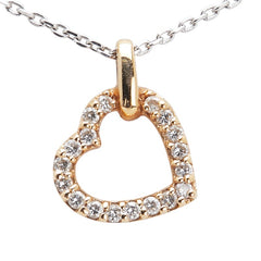 ヴァンドーム K18YG イエローゴールド K18WG ホワイトゴールド ダイヤモンド0.11ct ハート モチーフ ネックレス レディース VANDOME 【中古】