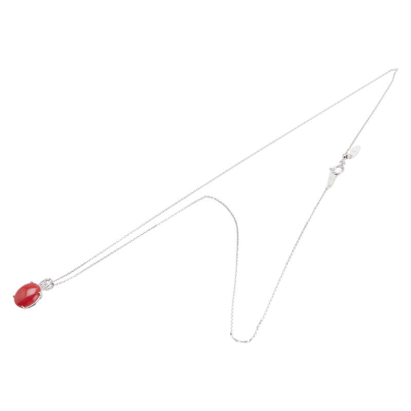 K18WG ホワイトゴールド 珊瑚 ネックレス レディース 【中古】