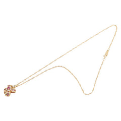 K18YG イエローゴールド ダイヤモンド0.09ct ルビー0.62ct リボン モチーフ ネックレスペンダントトップ レディース 【中古】