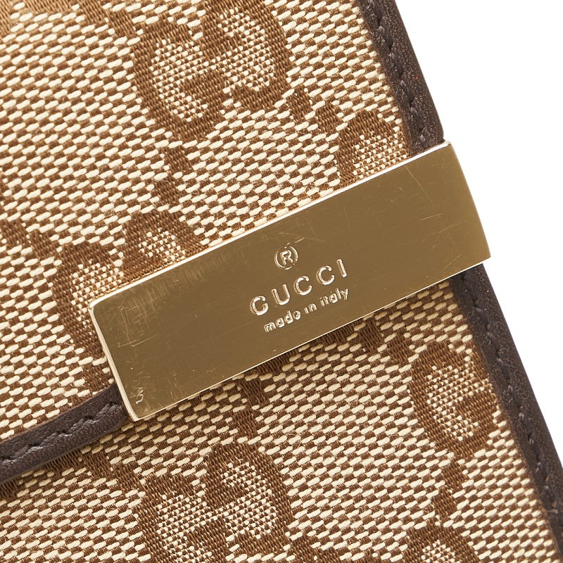 グッチ GGキャンバス 長財布 257012 ベージュ ブラウン キャンバス レザー レディース GUCCI 【中古】
