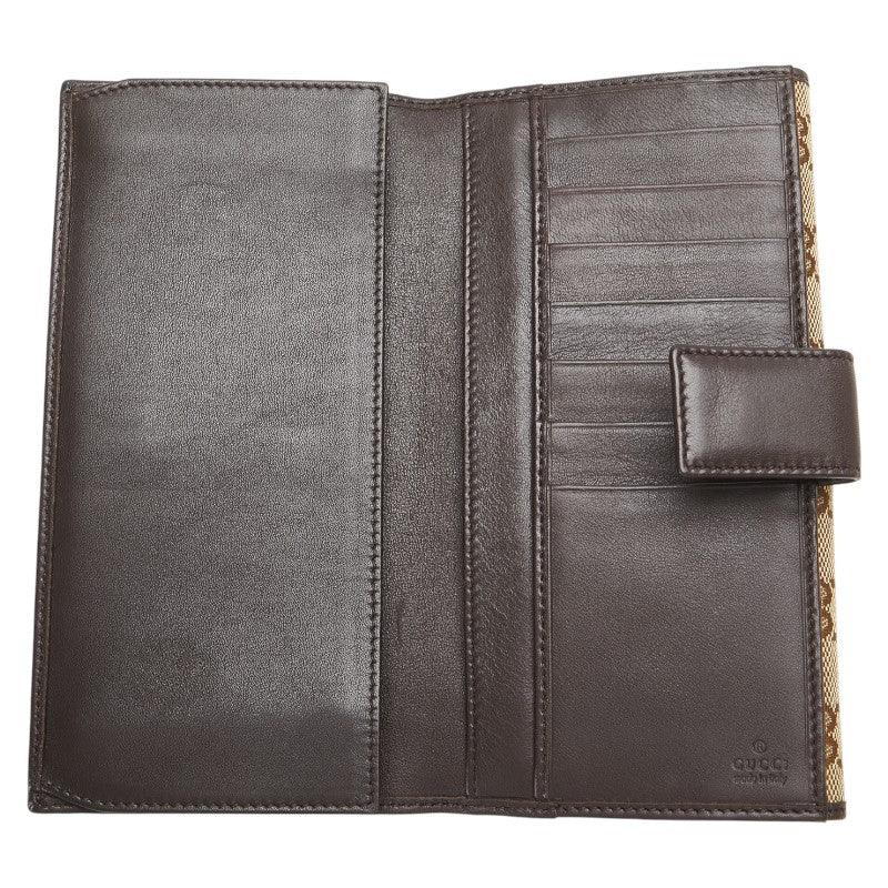 グッチ GGキャンバス 長財布 257012 ベージュ ブラウン キャンバス レザー レディース GUCCI 【中古】