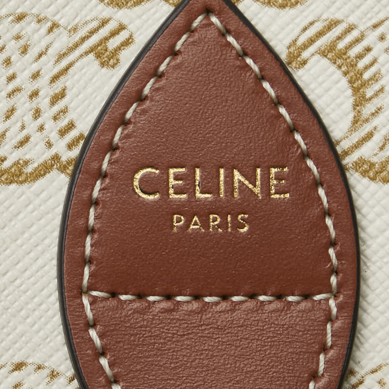 セリーヌ トリオンフ 斜め掛け ショルダーバッグ ホワイト ブラウン PVC レザー レディース CELINE 【中古】