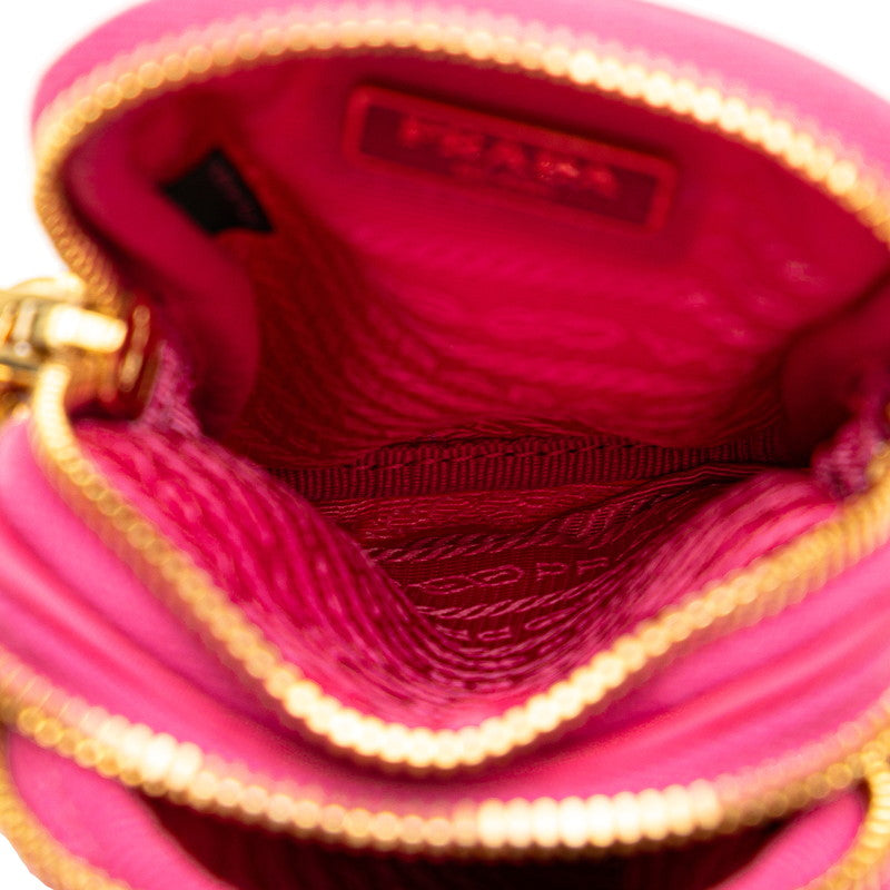 プラダ 三角ロゴプレート ミニ 斜め掛け ショルダーバッグ 1N1860 ピンク ナイロン レザー レディース PRADA 【中古】