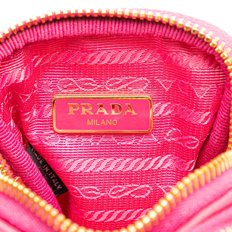 プラダ 三角ロゴプレート ミニ 斜め掛け ショルダーバッグ 1N1860 ピンク ナイロン レザー レディース PRADA 【中古】