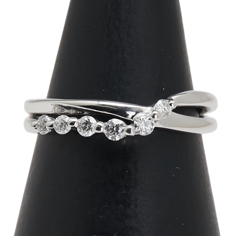 テイクアップ K14WG ホワイトゴールド ダイヤ0.14ct リング 指輪 レディース TAKE-UP 7号 【中古】