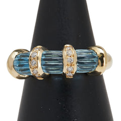 K18YG イエローゴールド ブルートパーズ3.57ct ダイヤ0.12ct リング 指輪 レディース 11.5号 【中古】