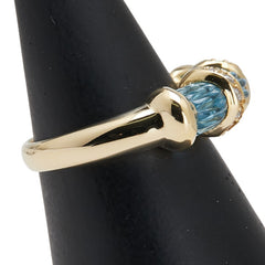 K18YG イエローゴールド ブルートパーズ3.57ct ダイヤ0.12ct リング 指輪 レディース 11.5号 【中古】