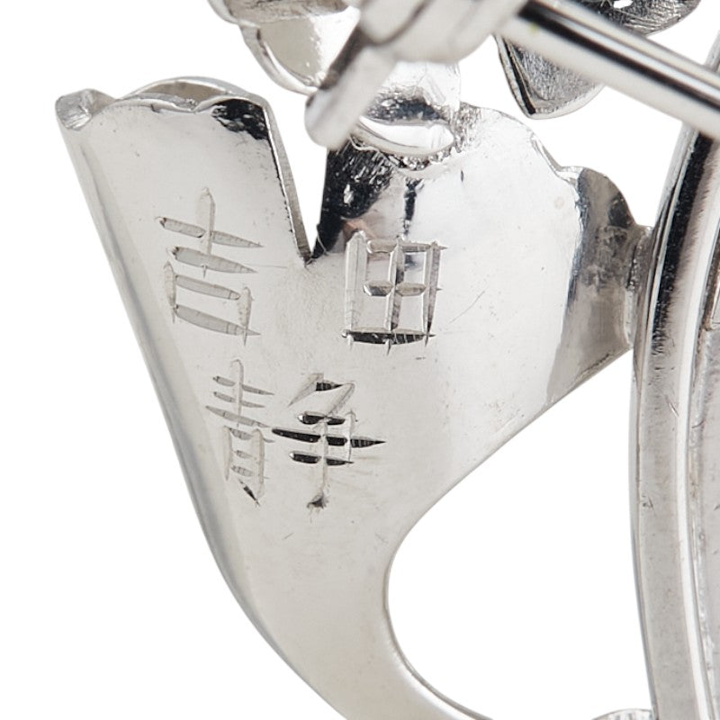 K14WG ホワイトゴールド ダイヤ0.10ct ハート フラワー モチーフ ブローチ レディース 【中古】