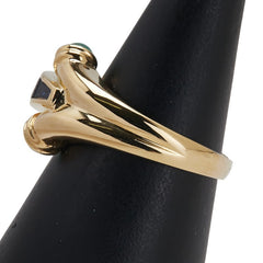 K18YG イエローゴールド ダイヤ0.02ct サファイア0.61ct エメラルド0.58ct リング 指輪 レディース 12号 【中古】