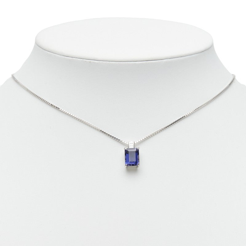Pt900 プラチナ Pt850 プラチナ アイオライト2.03ct ダイヤ0.07ct ペンダントネックレス レディース 【中古】