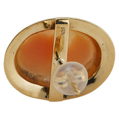 K18YG イエローゴールド シェルカメオ約11×15mm スタッドピアス レディース 【中古】