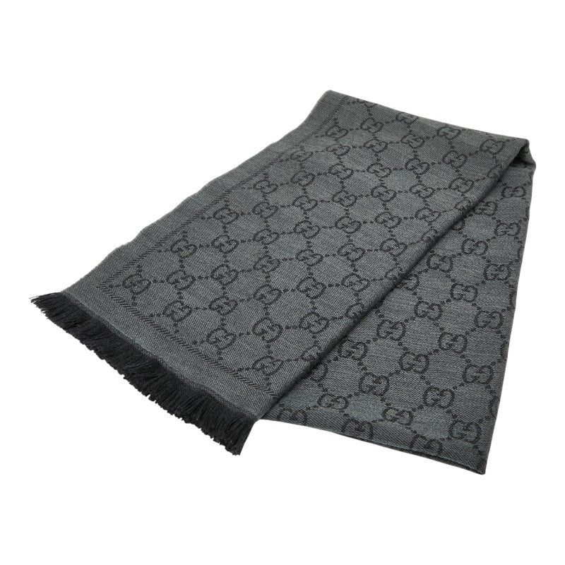 グッチ GG柄 マフラー グレー レディース GUCCI 【中古】