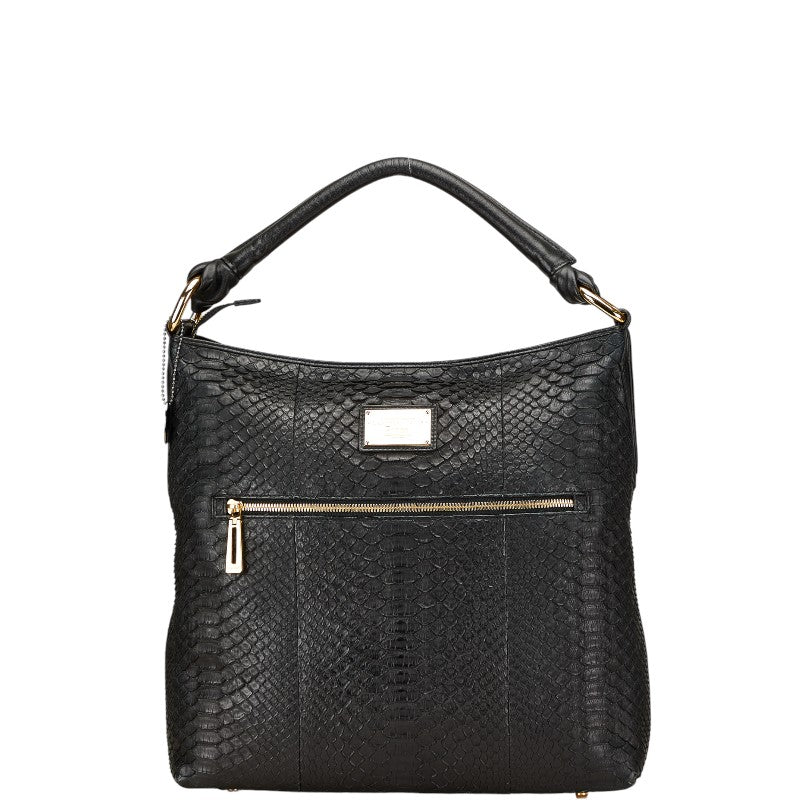 レザージュエルズ JRA パイソン ハンドバッグ ワンショルダーバッグ ブラック レザー レディース 【中古】