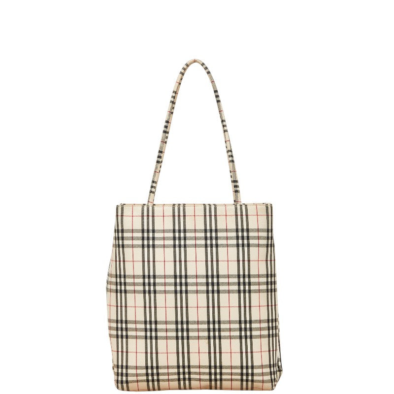 バーバリー ノバチェック トートバッグ ベージュ ブラック キャンバス レディース BURBERRY 【中古】