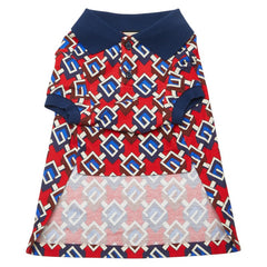 グッチ GGジオメトリック ドッグウェア ペット用 サイズ:M 695744 レッド マルチカラー コットン ユニセックス GUCCI 【中古】