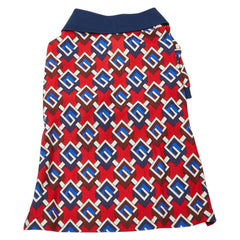 グッチ GGジオメトリック ドッグウェア ペット用 サイズ:M 695744 レッド マルチカラー コットン ユニセックス GUCCI 【中古】