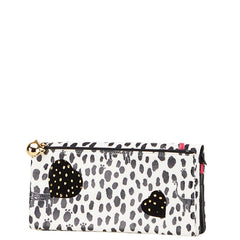 ツモリチサト 猫 ハート ドット モチーフ 長財布 ホワイト ブラック マルチカラー レザー レディース TSUMORI CHISATO 【中古】