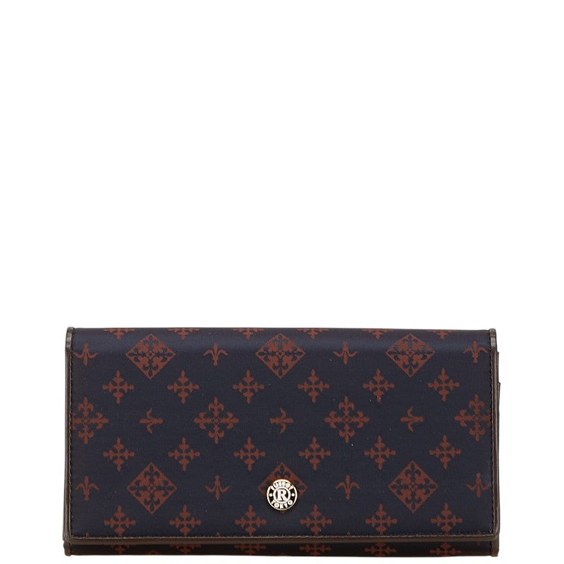 ラシット ロゴ 長財布 ブラウン ナイロン レザー レディース russet 【中古】