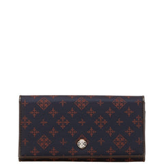 ラシット ロゴ 長財布 ブラウン ナイロン レザー レディース russet 【中古】