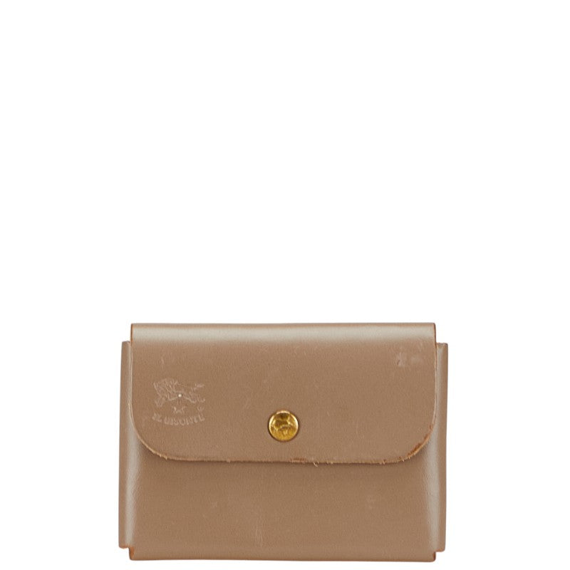 イルビゾンテ 名刺入れ カードケース グレージュ レザー メンズ IL BISONTE 【中古】