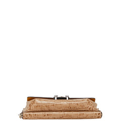 エーディーエムジェイ クロコ型押し チェーン ショルダーバッグ ウォレットバッグ ベージュ レザー レディース ADMJアクセソワ 【中古】