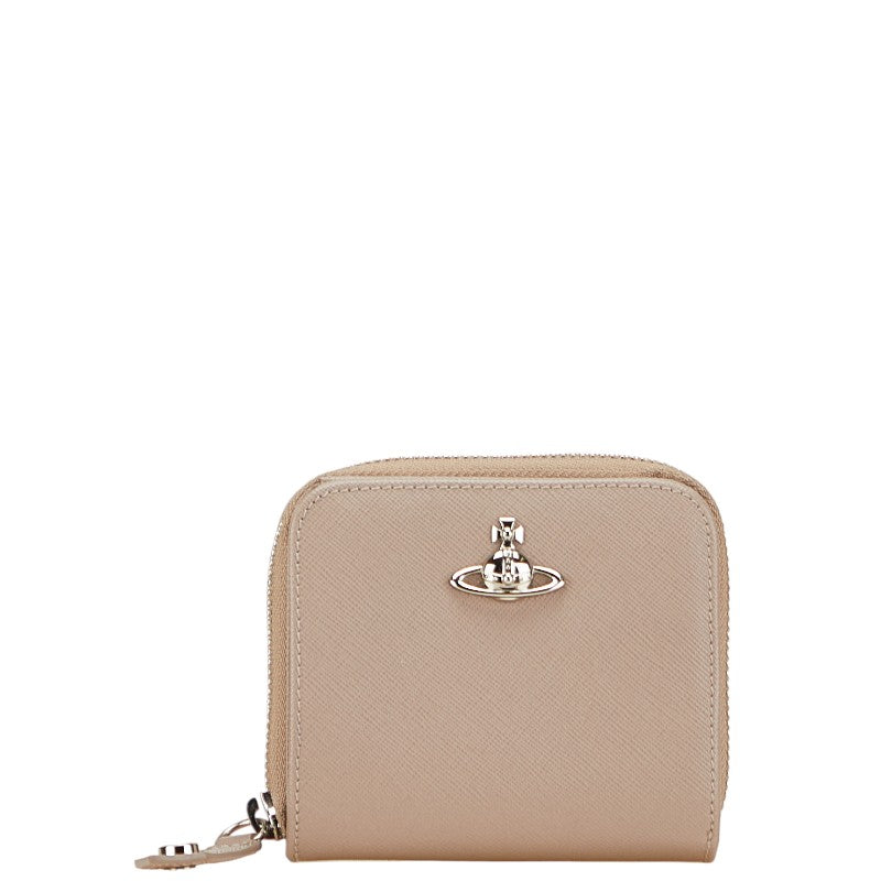 ヴィヴィアンウエストウッド 二つ折り財布 ベージュ レザー レディース Vivienne Westwood 【中古】