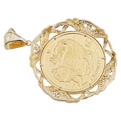 K24 ゴールド K18YG イエローゴールド ダイヤ0.13ct エリザベス2世 マン島キャットコイン 1/2OZ ペンダントトップ レディース 【中古】