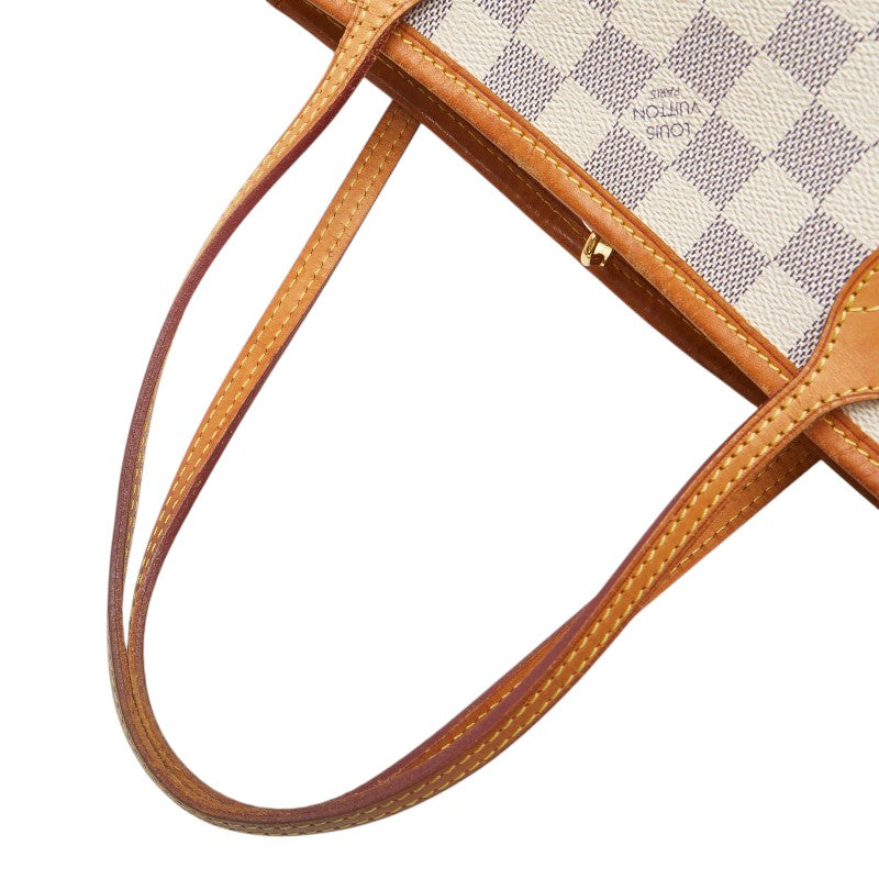 ルイ ヴィトン ダミエ アズール ネヴァーフルPM トートバッグ ショルダーバッグ N51110 ホワイト PVC レザー レディース LOUIS VUITTON 【中古】
