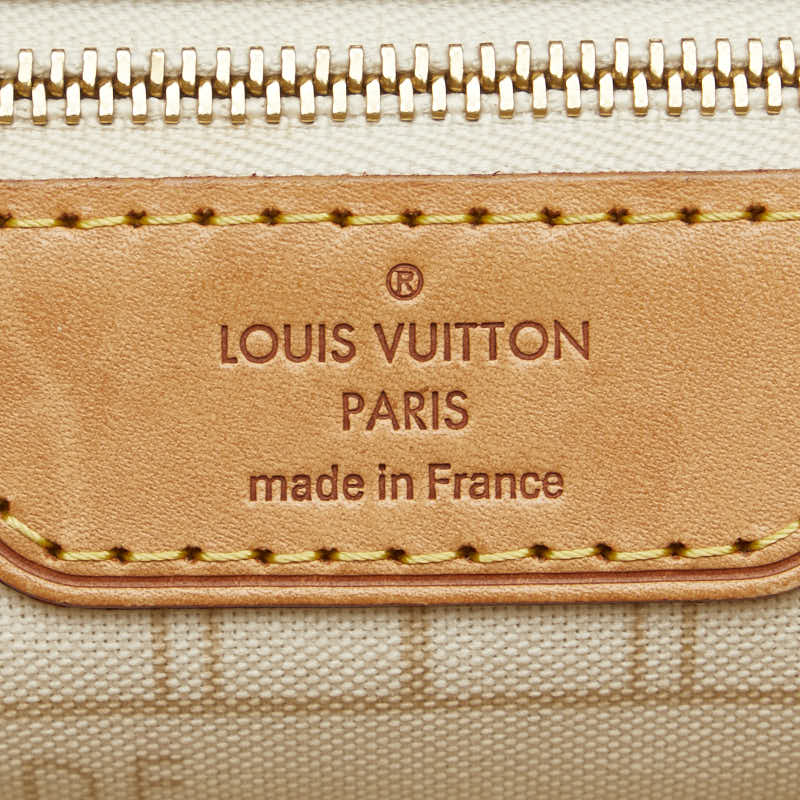 ルイ ヴィトン ダミエ アズール ネヴァーフルPM トートバッグ ショルダーバッグ N51110 ホワイト PVC レザー レディース LOUIS VUITTON 【中古】