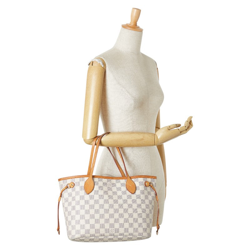 ルイ ヴィトン ダミエ アズール ネヴァーフルPM トートバッグ ショルダーバッグ N51110 ホワイト PVC レザー レディース LOUIS VUITTON 【中古】