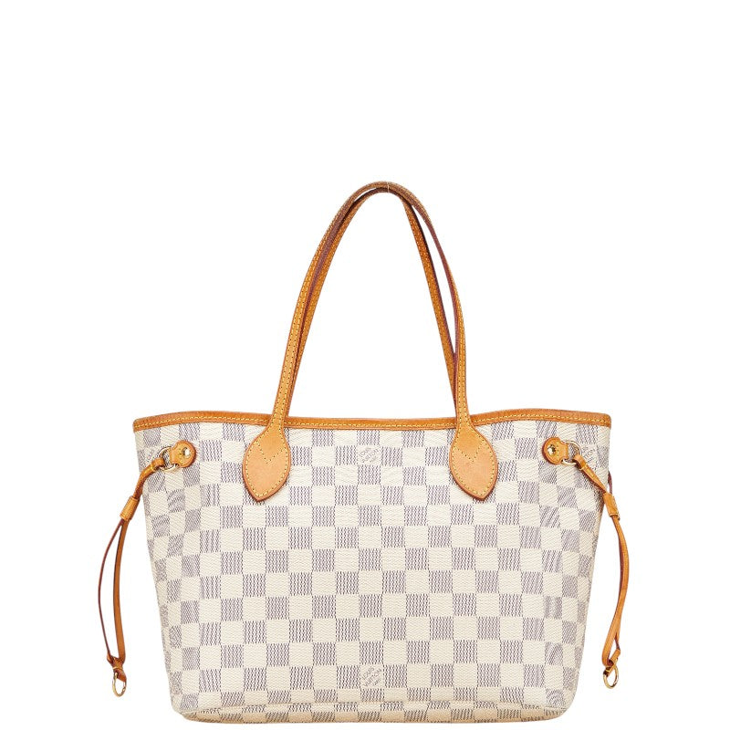 ルイ ヴィトン ダミエ アズール ネヴァーフルPM トートバッグ ショルダーバッグ N51110 ホワイト PVC レザー レディース LOUIS VUITTON 【中古】