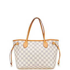 ルイ ヴィトン ダミエ アズール ネヴァーフルPM トートバッグ ショルダーバッグ N51110 ホワイト PVC レザー レディース LOUIS VUITTON 【中古】