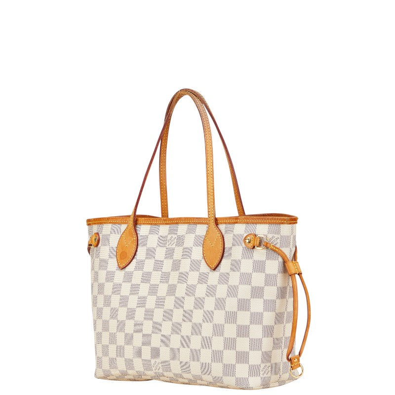 ルイ ヴィトン ダミエ アズール ネヴァーフルPM トートバッグ ショルダーバッグ N51110 ホワイト PVC レザー レディース LOUIS VUITTON 【中古】