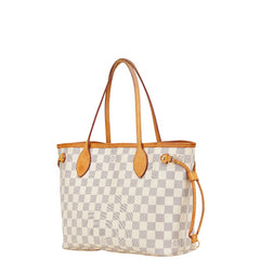 ルイ ヴィトン ダミエ アズール ネヴァーフルPM トートバッグ ショルダーバッグ N51110 ホワイト PVC レザー レディース LOUIS VUITTON 【中古】