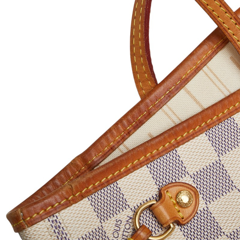 ルイ ヴィトン ダミエ アズール ネヴァーフルPM トートバッグ ショルダーバッグ N51110 ホワイト PVC レザー レディース LOUIS VUITTON 【中古】