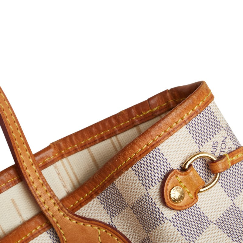ルイ ヴィトン ダミエ アズール ネヴァーフルPM トートバッグ ショルダーバッグ N51110 ホワイト PVC レザー レディース LOUIS VUITTON 【中古】
