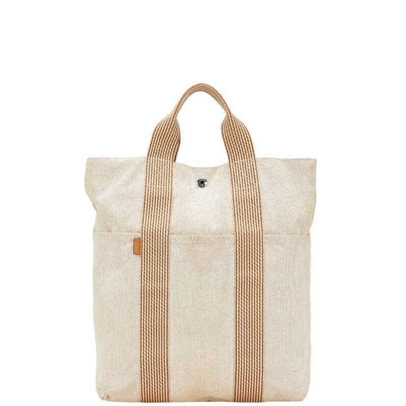 エルメス ニューフールトゥ カバス ハンドバッグ トートバッグ ベージュ ブラウン キャンバス レディース HERMES 【中古】