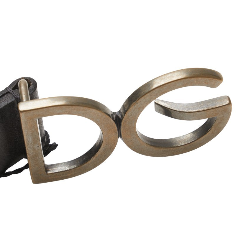 ドルチェアンドガッバーナ DGロゴ ベルト 95.38 BC3981 ブラック レザー メンズ DOLCE&GABBANA 【中古】