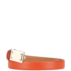 ドルチェアンドガッバーナ ロゴプレート ベルト 75.30 BE0795 オレンジ レザー メタル レディース DOLCE&GABBANA 【中古】