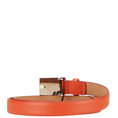 ドルチェアンドガッバーナ ロゴプレート ベルト 75.30 BE0795 オレンジ レザー メタル レディース DOLCE&GABBANA 【中古】