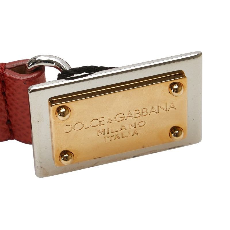 ドルチェアンドガッバーナ ロゴプレート ベルト 75.30 BE0795 オレンジ レザー メタル レディース DOLCE&GABBANA 【中古】