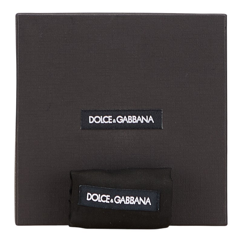 ドルチェアンドガッバーナ ロゴ バックル ベルト BC3735 グレー ブラック レザー メンズ DOLCE&GABBANA 【中古】
