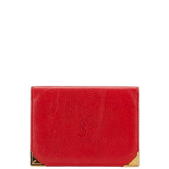 サンローラン YSLロゴ パスケース カードケース レッド ゴールド レザー レディース SAINT LAURENT 【中古】