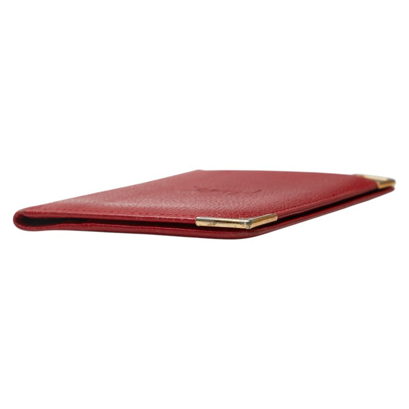 サンローラン YSLロゴ パスケース カードケース レッド ゴールド レザー レディース SAINT LAURENT 【中古】