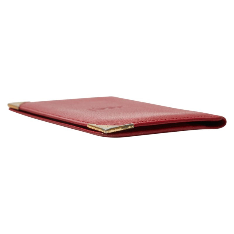 サンローラン YSLロゴ パスケース カードケース レッド ゴールド レザー レディース SAINT LAURENT 【中古】