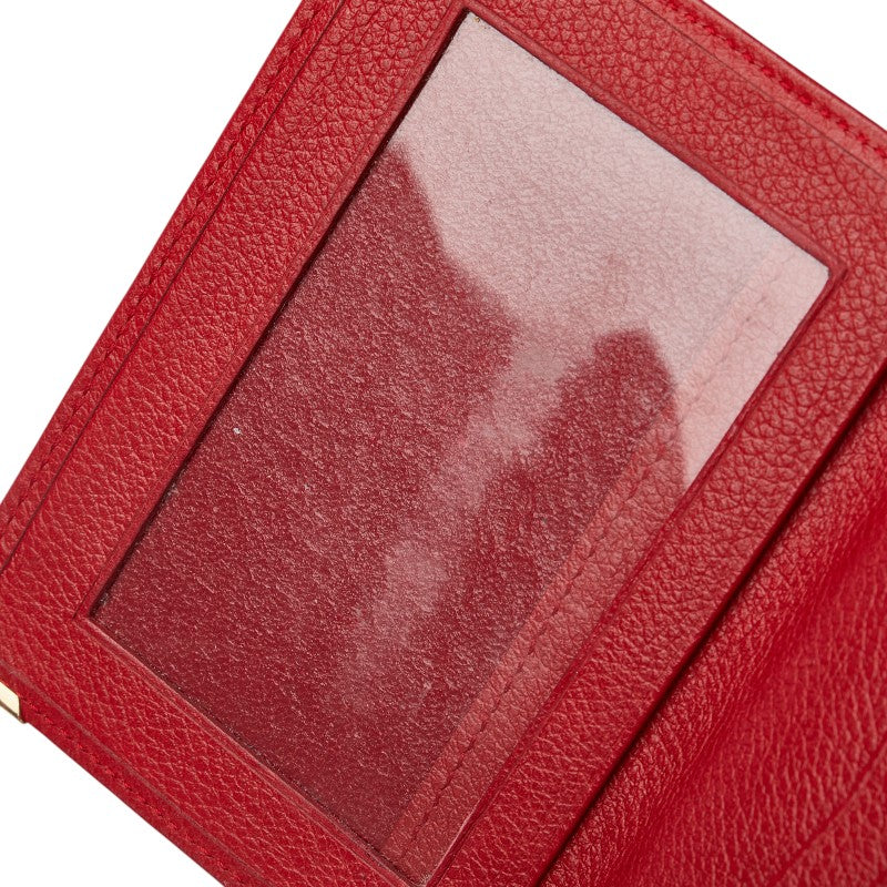 サンローラン YSLロゴ パスケース カードケース レッド ゴールド レザー レディース SAINT LAURENT 【中古】